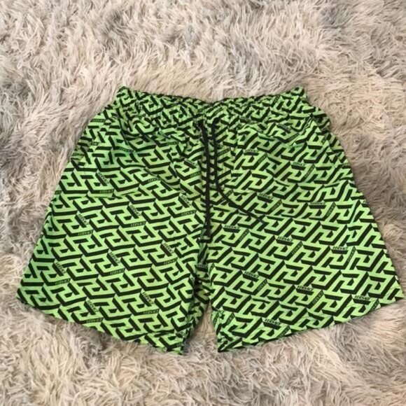 New Authentic Versace Green/Black Logo Print Swim Shorts Size 3 - Picture 8 of 11